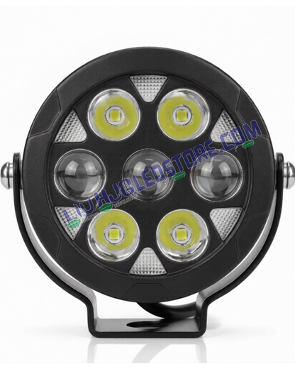 HJG HP111 140W 7-LED Projector Fog Light Kit with Dimmer Control – Tri-Color Auxiliary Lights with DRL & Wiring Harness for Bikes & Cars