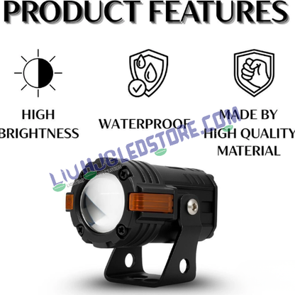 HJG S82 80W Projector Fog Lights | Dual Color White Yellow Beam | Red Amber DRL Hazard for Bikes, Cars (Set of 2)