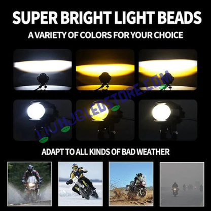HJG 120W Large Alien Projector Fog Lights (Pack of 2) – Tri-Color LED (White/Yellow/Warm White) Ultra Wide Beam with Dual Intensity for Cars & Bikes