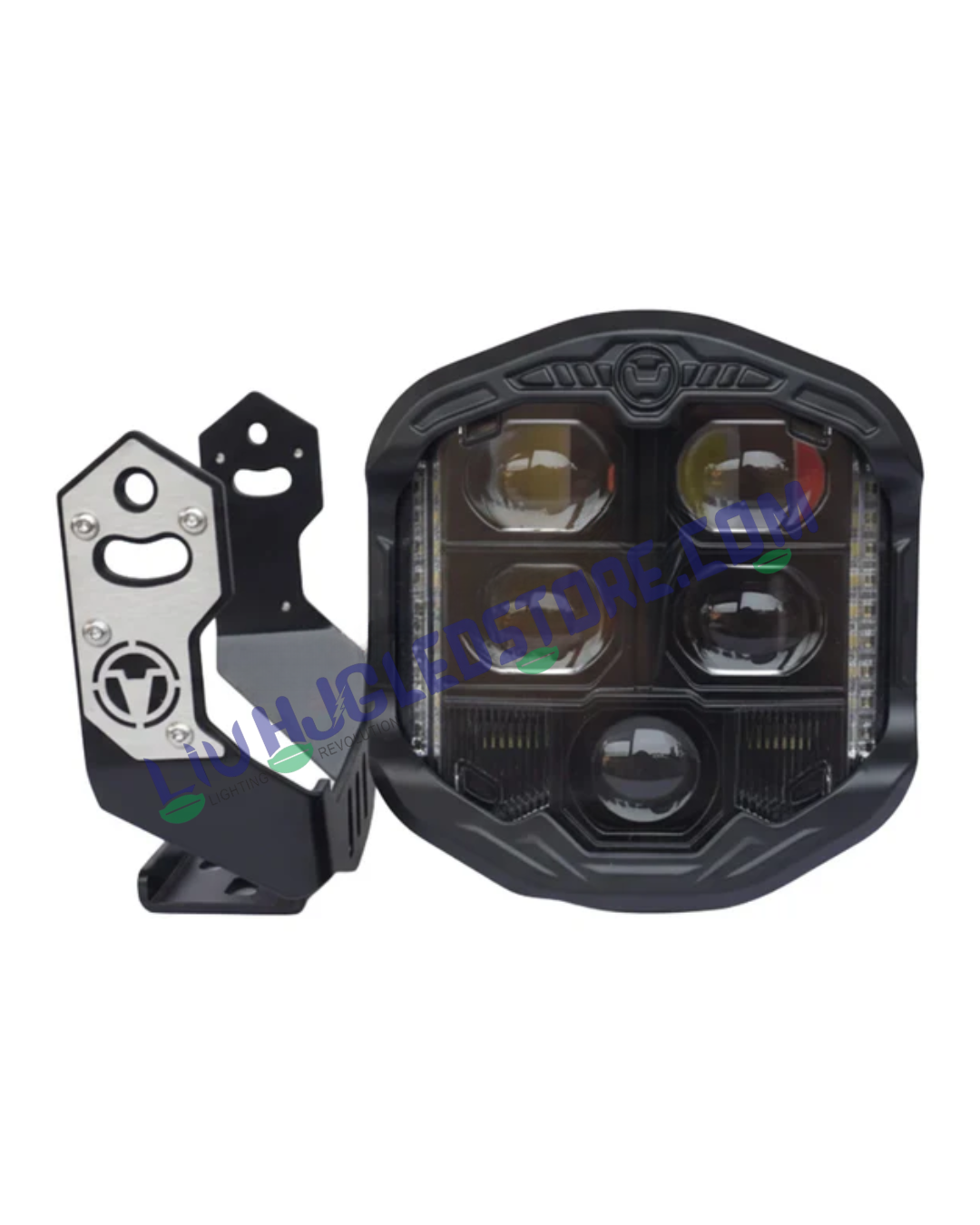 HJG GodsEye 5 Lens 120W 7-Inch LED Headlight | Multi-Mode White/Yellow/Warm/Flash, Red DRL, Projector Beam, Universal Fit for Cars, Bikes, Jeep & SUV (Pack of 1)