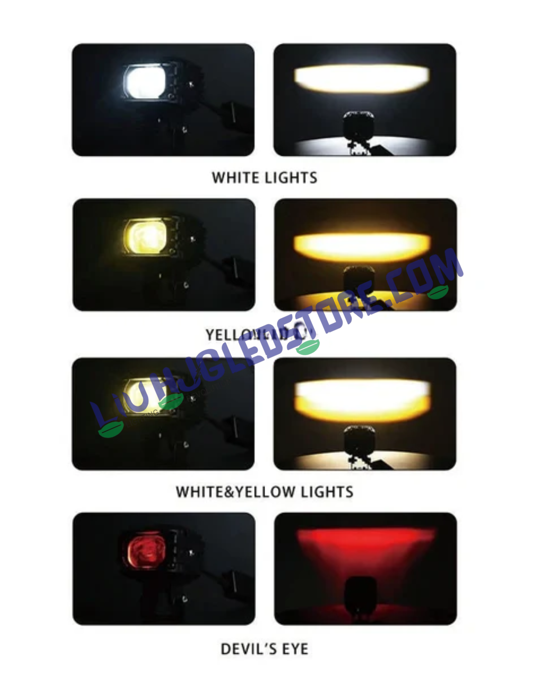 HJG M1 LED Projector Fog Lights 120W (Pair) with Red DRL & White/Yellow/Warm White Modes, Ultra-Wide Dual Beam Driving Lights (3000K–6500K) Universal for Cars & Bikes