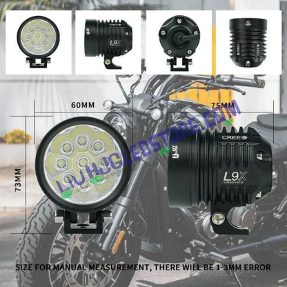 HJG KZ30 Torch Style 120W LED Fog Lights – Mini Driving Lights for Cars & Motorcycles (Set of 2)