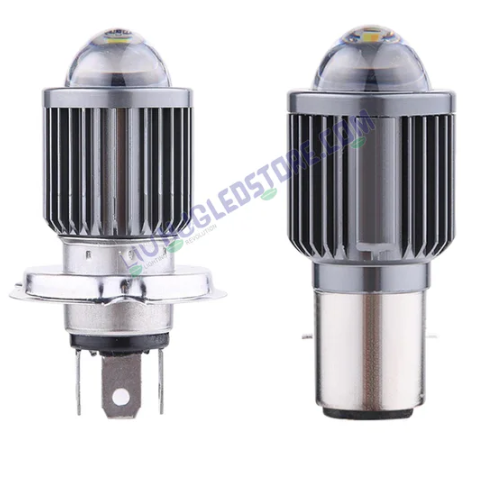 HJG H4 LED Headlight Bulb with White & Yellow Light – 40W Lens Type H4 for Motorcycles (High & Low Beam)