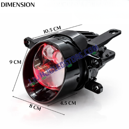 LIU HJG 3 Inch Bi LED Projector Laser Fog Lights 120W with White Yellow Warm Modes Red DRL and Toyota Mounts for Bikes Motorcycles and Cars Pack of 2