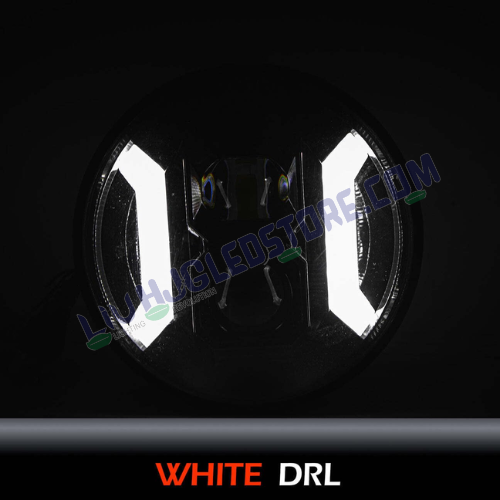 HJG 7-Inch Hexagon LED Headlight Assembly with Multi-Color DRL – 75–120W CREE/Osram Chip for Royal Enfield, Thar, Jeep & Gypsy (Universal Fit)
