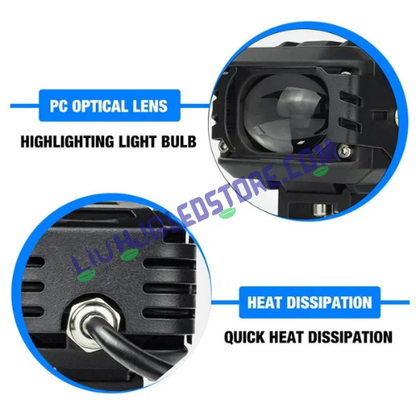 HJG M1 LED Projector Fog Lights 120W (Pair) with Red DRL & White/Yellow/Warm White Modes, Ultra-Wide Dual Beam Driving Lights (3000K–6500K) Universal for Cars & Bikes