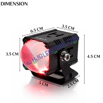 HJG HS114 60W Bezel Less Projector Fog Lights | Single Lens White Yellow Hi Lo Beam with Red DRL for Bikes, Cars (Set of 2)