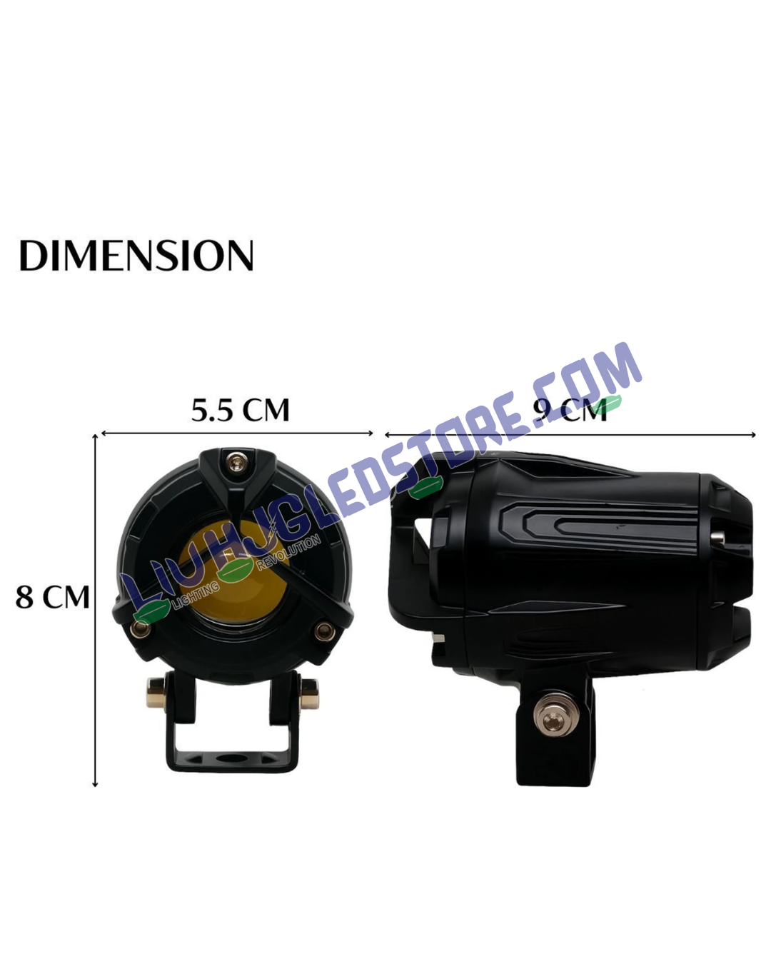 HJG 80W Mini Y Lens LED Fog Lights for Bikes | Dual Color White/Yellow, Projector Beam, Cooling Fan, Wiring Harness Kit, Universal Fit (Pack of 2)