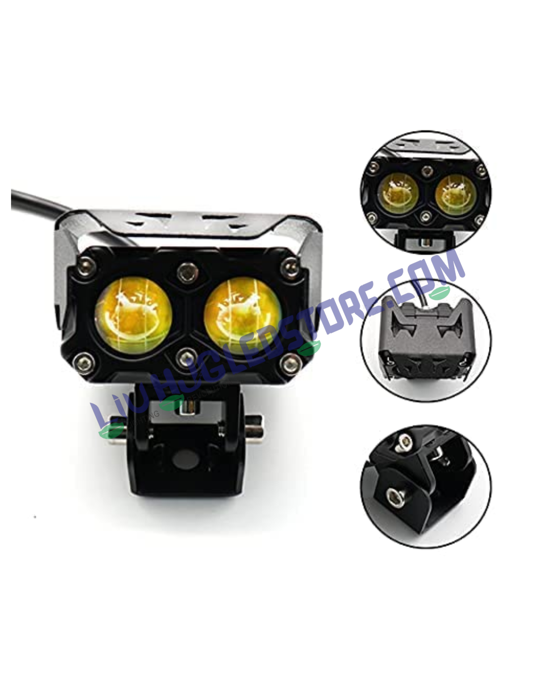 HJG Original Future Eyes Dual Lens Fog Light with Smart LED (12–80W) – Dual Tone Yellow & White, Universal Fit for Cars and Bikes