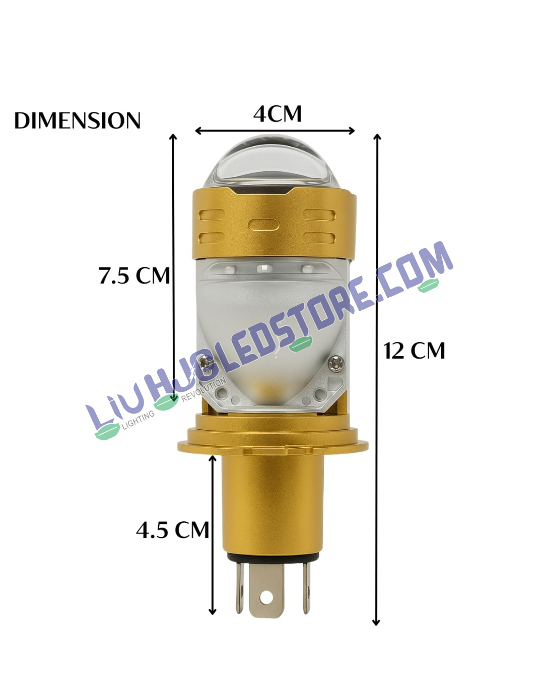HJG H4 Dual Projector LED Headlight Bulb 50W | 5000LM Hi/Lo Beam, White Light, Mini Projector with Cooling Fan, (Single Unit)White Light for Bikes & Cars (12V/24V)
