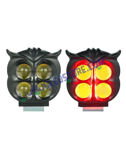 HJG Owl Devil 4 LED Fog Lights Set (Pack of 2) – Mini LED Driving Lamps for Bikes & Cars