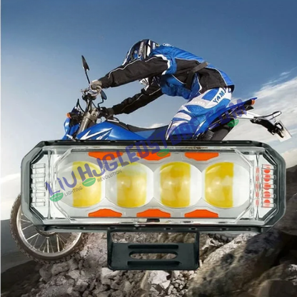 HJG 4 LED Light Bar Fog Lights Set of 2 with White, Yellow Beam and Red-Blue Strobe Flash, Heavy-Duty Build for Bikes and Cars