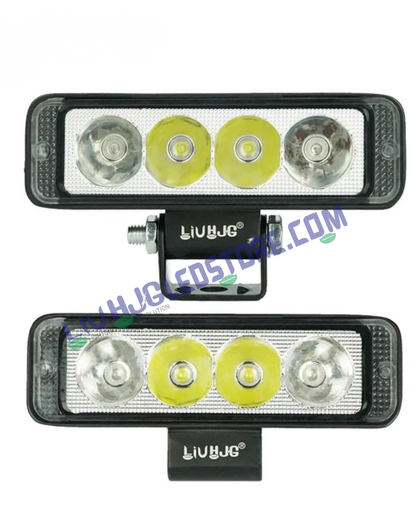 HJG 4 LED Fog Light with Red & Blue Strobe Flash – High Power Aluminum Spotlight for Bikes & Cars (Single Unit)