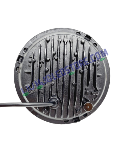 HJG 7-Inch Diamond Style 75W LED Headlight | White and Amber Dual Halo DRL | H4 3-Pin | Royal Enfield, Thar, Jeep and Harley Davidson