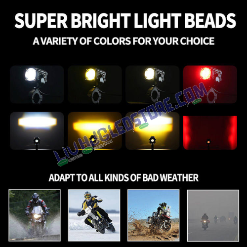 HJG Mini Drive V4 CO-2 LED Fog Light 60W (30W x 2) with Red Devil Eye, Multi-Color (Red/Yellow/White) & Canbus Kit