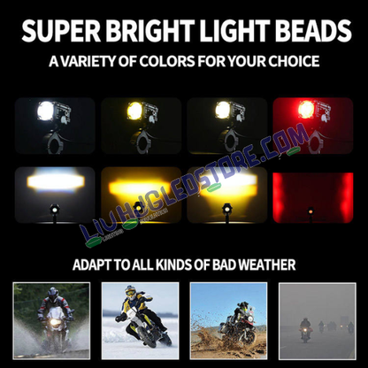 HJG Mini Drive V4 CO-2 LED Fog Light 60W (30W x 2) with Red Devil Eye, Multi-Color (Red/Yellow/White) & Canbus Kit