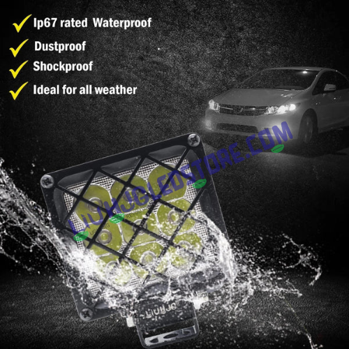 HJG 9 LED Square Grille Fog Lights 60W with Flash Mode – Universal for Bikes & Cars (Set of 2)