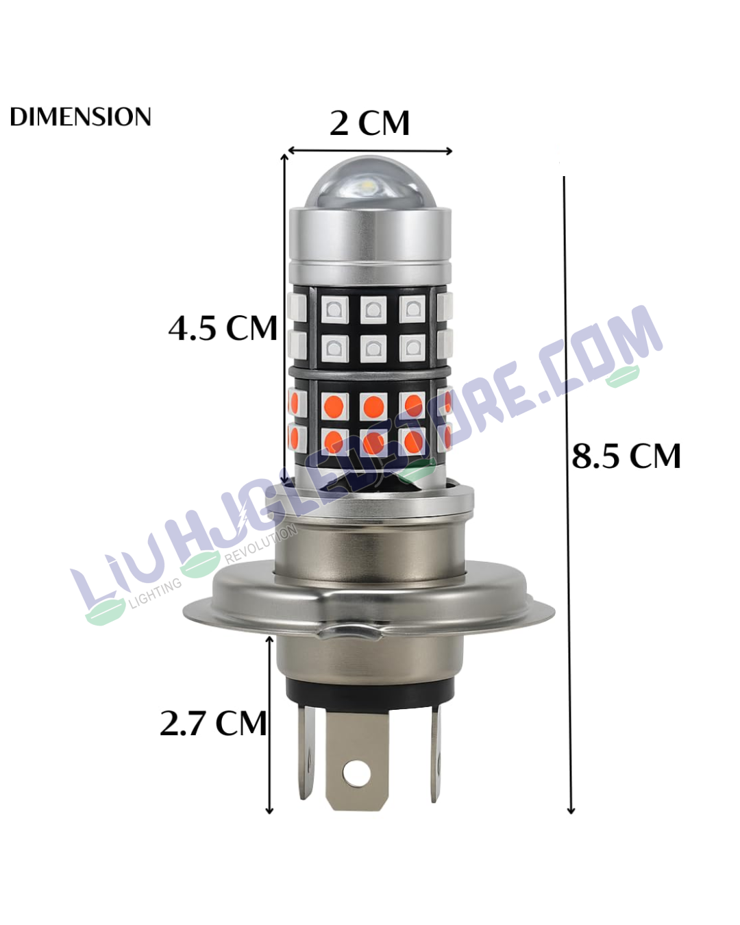 HJG H4 40 LED Devil Lens Headlight Bulb – Red/Blue Design with White & Yellow Hi/Lo Beam and DRL (12V, 50W, Universal Fit for Motorcycles)