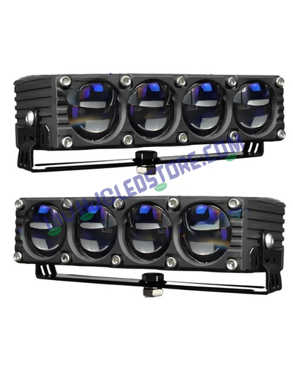 HJG Waymaker Pro Blaze 4 Lens 320W LED Fog Lights – Laser Spot & Ultra Wide Beam with Red/White/Yellow Modes, Dual Intensity, Universal Fit for Cars & Bikes