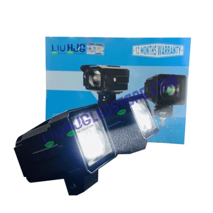 HJG 200W Square Laser Camera Lens Fog Lights | Set of 2 | Red Devil Eye | Dual Beam White and Red Low and High Beam | Mega Drive | for Bikes and Cars