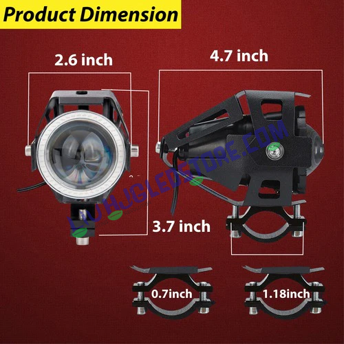 HJG U7 Projector Lens Fog Lights with Blue DRL Ring – Universal Fit for Cars & Bikes (Set of 2 with Switch)