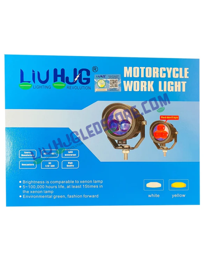 HJG 3 LED Triple Lens Projector Fog Lights 120W with Power Adaptor – Dual Color White/Yellow Universal for Cars & Bikes (Set of 2)