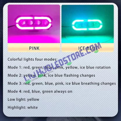 HJG Future Eyes 4 Lens RGB DRL Fog Lights 120W (Set of 2) – Animated Multi-Color DRL with White Beam for Bikes & Cars