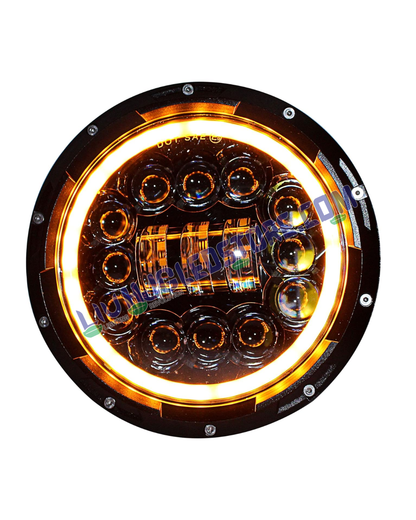 HJG 7-Inch LED Headlight with Halo Ring for Land Rover Defender, Royal Enfield & Thar – Model 231053