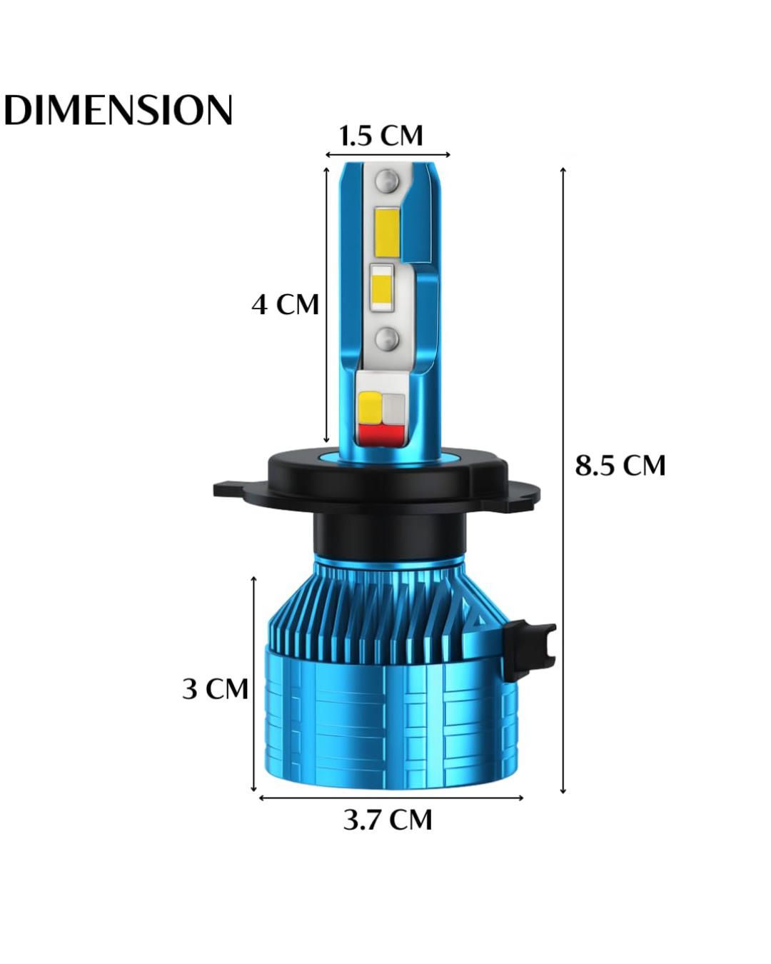 HJG M2 Mini H4 80W RGB LED Headlight Bulb with Remote – 8000LM Dual Beam (White/Yellow) + Red/Blue/Flash Modes for Bikes & Cars (12V/24V, Single Piece)