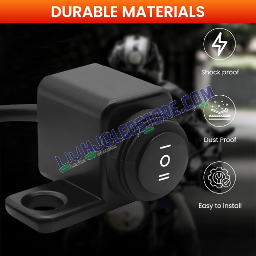 HJG Universal Mirror Mount Handlebar Switch – Waterproof On/Off Control for Bike Headlight & Fog Lamps (Single Unit, Black)