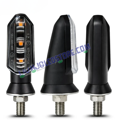 HJG 3-LED Mini Yellow Motorcycle Indicators | Waterproof Flexible LED Turn Signal Lights | Compact Universal Bike Blinker | ABS Housing | Pack of 2