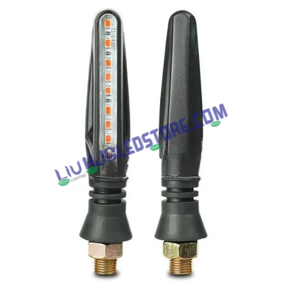 HJG KTM Slim Yellow LED Motorcycle Indicators | Flexible Waterproof Turn Signal Lights | Compact Black Bike Blinker | Universal Fit for Bikes & Motorcycles | Pack of 2