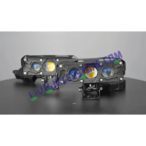 HJG S75 Triple Projector LED Fog Lights 180W with Red DRL – Dual Color White/Yellow for Cars & Bikes (Set of 2)