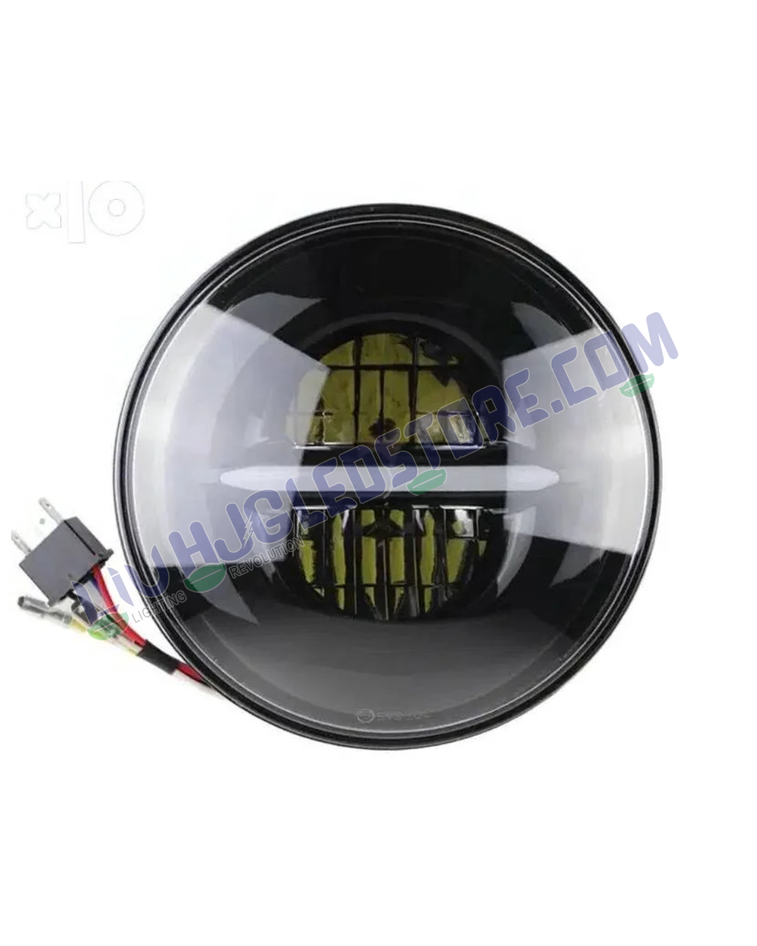 HJG 7-Inch Round Minus LED Headlight with Dual Color Halo (White/Yellow) – Universal Fit for Royal Enfield, Jeep & Harley Davidson