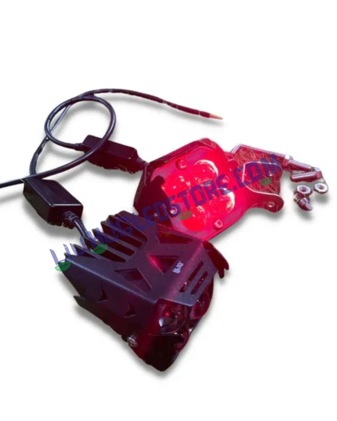 HJG 4x4 Red Devil Eye 3-in-1 LED Fog Light 120W (Red DRL + White + Yellow) 4 Lens Spotlight for Bike, Car, Jeep & Thar – Set of 2