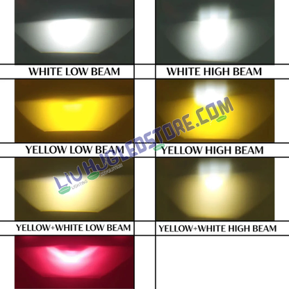 HJG Gorilla V2 Triple Lens 120W LED Fog Lights for Bikes | Dual Color White/Yellow, Red DRL, Projector Beam, Power Adapter, Universal Fit (Pack of 2)
