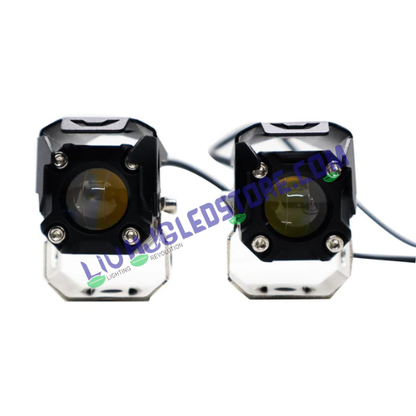 HJG 120W Dual Color LED Projector Fog Light Set for Motorcycles & Electric Cars – High/Low Beam, 12–80V DC (2 x 60W)