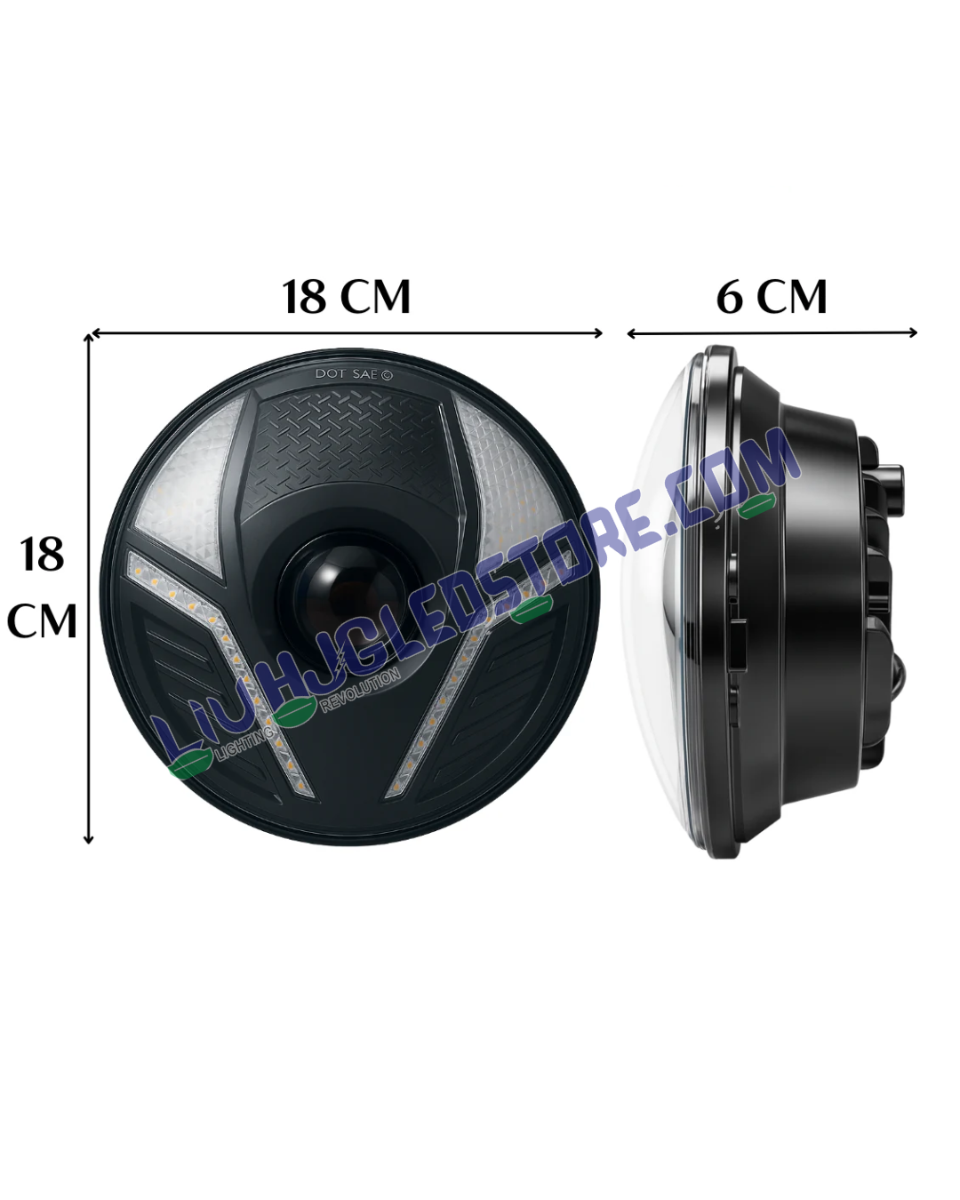 HJG Alien 7-Inch Projector LED Headlight 92W with Dual Color DRL (White/Yellow) | CREE/Osram Ultra Wide Beam for Royal Enfield, Jeep, Thar & Gypsy (C-286)