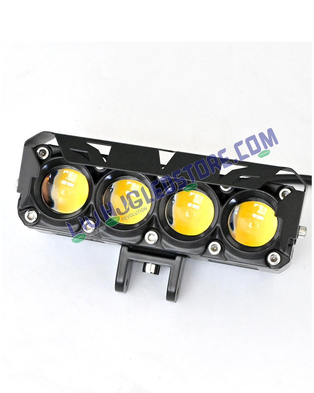 HJG Future Eyes 4-Lens 120W Mega Drive LED Fog Light Set | Dual Color White/Yellow, Multi-Mode, Remote Wiring Harness, High Power Auxiliary Lights for Bike, Car, Thar & Jeep (Pack of 2)