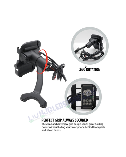 Universal CNC, Motorcycle Handlebar Mount Holder with USB Charging – Shockproof Anti-Slip Stand for 3.5–6.2 Inch Smartphones, GPS & Action Cameras