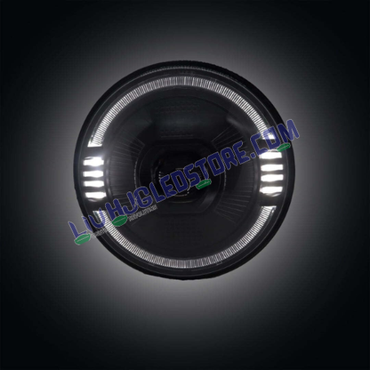 HJG 7-Inch Oval Ring Projector LED Headlight C-216 (90W) – Ultra-Wide Beam, White/Yellow DRL, Compatible with Royal Enfield, Jeep, Thar & Gypsy