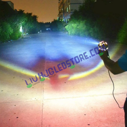 HJG Projector LED Fog Light with Blue Angel Eyes DRL – Universal Bike Headlamp (Single Piece)