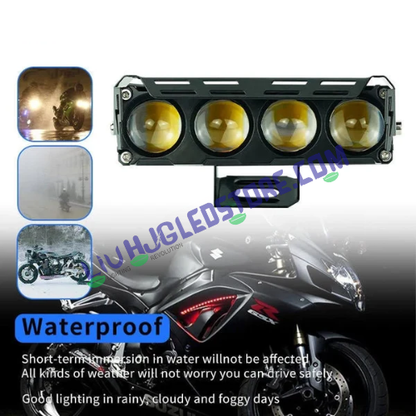 HJG Future Eyes 4 Lens 60W MEGA DRIVE Fog Lights (Fanless) – Multi-Color LED with Red DRL & Flash Mode for Bikes, Cars & Jeeps (Pack of 2)