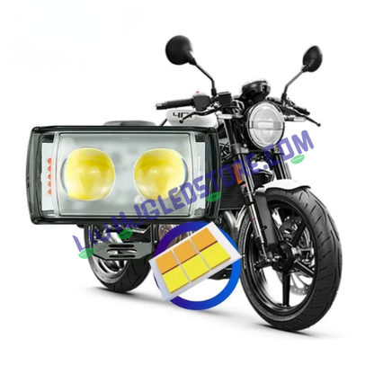 HJG Dual LED Fog Lights with Red & Blue Strobe Flash (Set of 2) – White/Yellow Projector, Heavy-Duty Build with Switch for Bikes & Cars