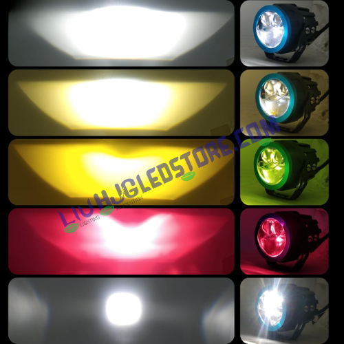 HJG Terminator 2 Bi-LED Projector Fog Lights 100W with Laser Spot & Wide Beam, Red DRL and White/Yellow/Warm White Modes (3000K–6500K) Universal for Cars & Bikes
