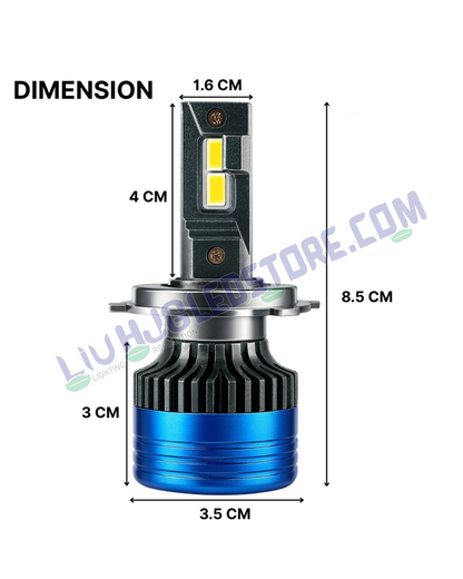 HJG 180W H4 LED Headlight Bulbs (Pack of 2) – 18000LM White 6500K Hi/Lo Beam with Adjustable Holder for Bikes & Cars (12V/24V, H4 Socket)