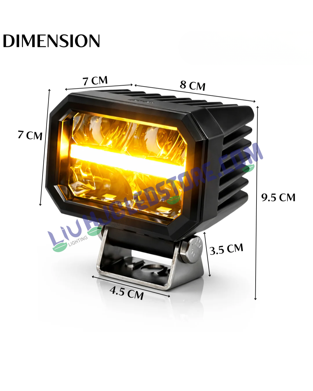 HJG W-07 Minus Cube LED Fog Lights 50W with White/Yellow Dual Beam & Amber DRL Ring, Universal Fit for Cars & Bikes (Pack of 2)