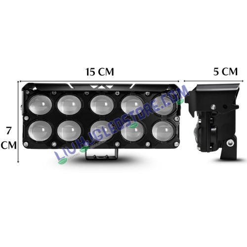 LIU HJG 10 Lens Cube 54W LED Fog Light with Red Blue Flash Mode Multi Color Projector Auxiliary Lamp for Bikes Motorcycles and Cars Single Piece