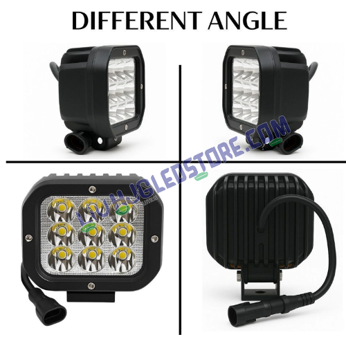 HJG 9-LED 70W Dual Color CREE Fog Light Set (Yellow/White) with Wiring Harness & Yellow Filter Cap – Universal for Bikes, Cars & Jeeps