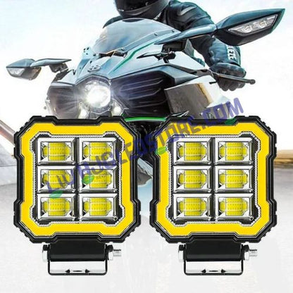 HJG M Series 3-Lens RGB DRL Projector Fog Lights 50W Set of 2, White Yellow Warm White for Bikes and Cars